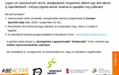 ﻿KERESSÜK A VÁROS LEGSPORTOSABB SULIJÁT!